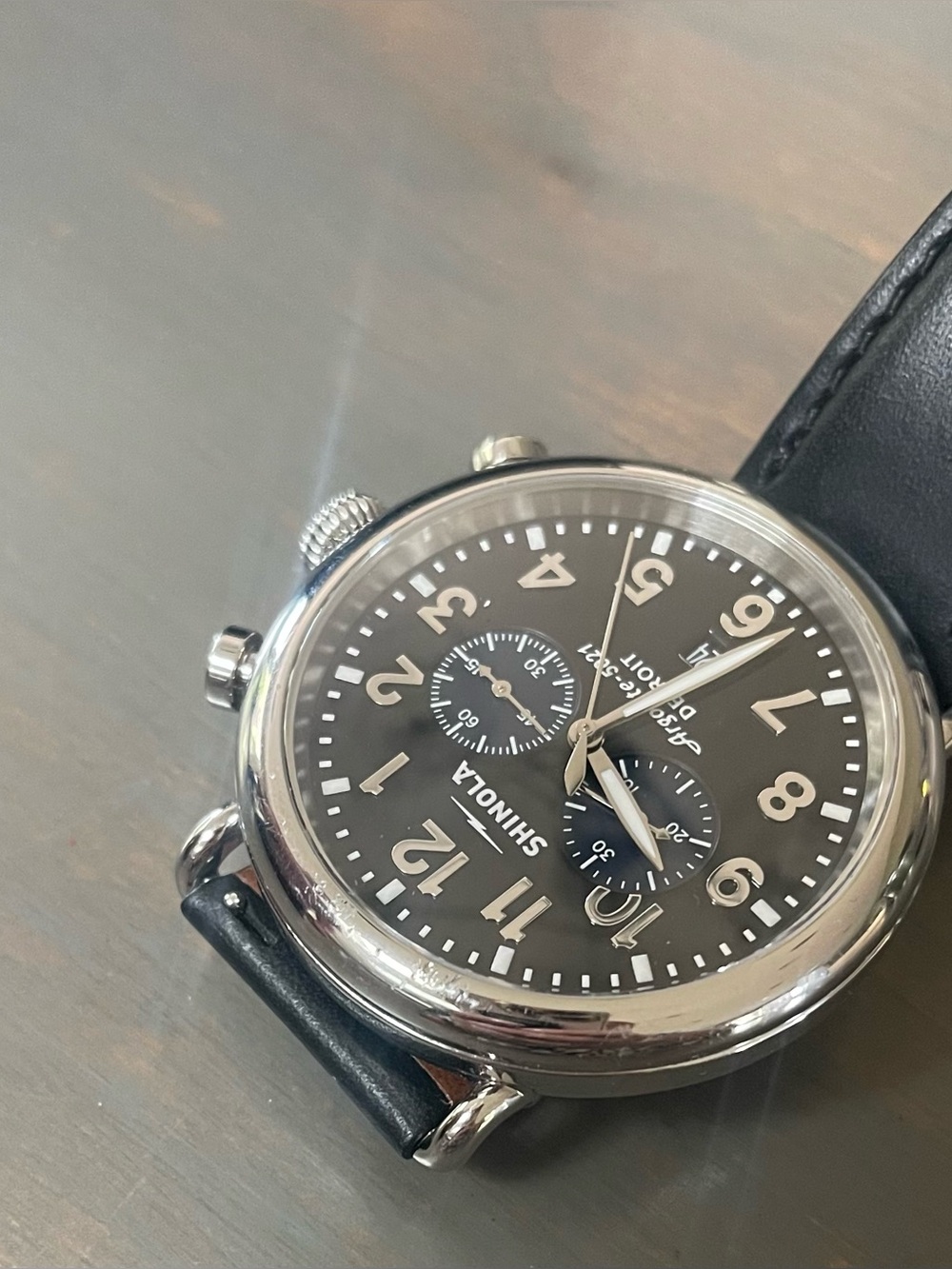 Shinola Runwell Men’s 47mm Black Dial Chronograph Watch with Blue Subdials - Picture 7 of 7